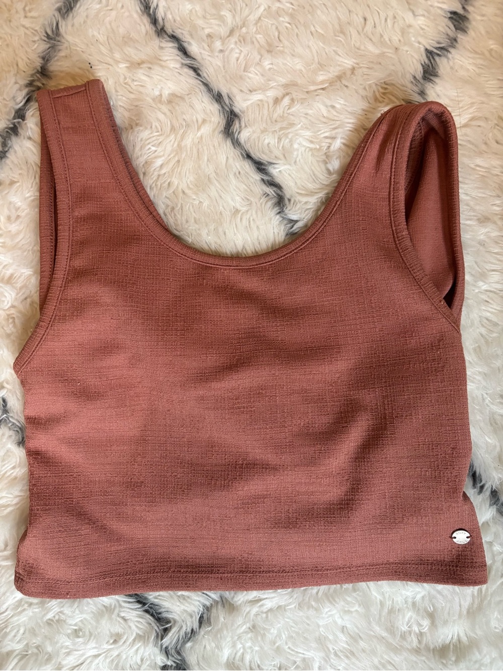 Roxy Dusty Rose Ribbed Crop Tank